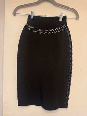 Alexander Wang Black Pencil Skirt with Silver Bar Detailing